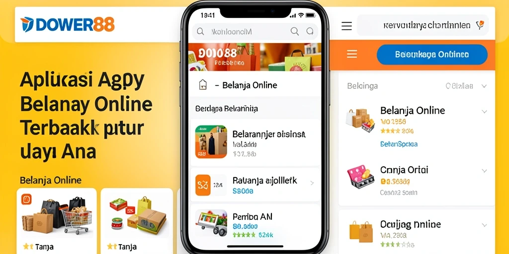 Antarmuka aplikasi DOWER88 yang menarik untuk belanja online.