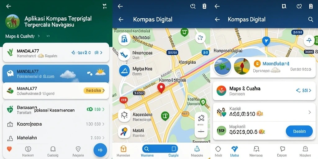Antarmuka aplikasi Kompas Digital MANDALA77 yang user-friendly.