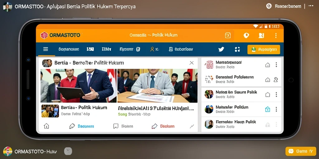 Antarmuka ORMASTOTO menampilkan berita politik hukum terkini dengan jelas.