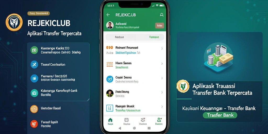 Antarmuka REJEKICLUB yang intuitif untuk Transfer Bank.