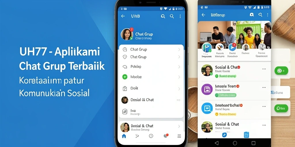 Tampilan antarmuka UH77 dengan fitur Chat Grup yang intuitif dan modern.