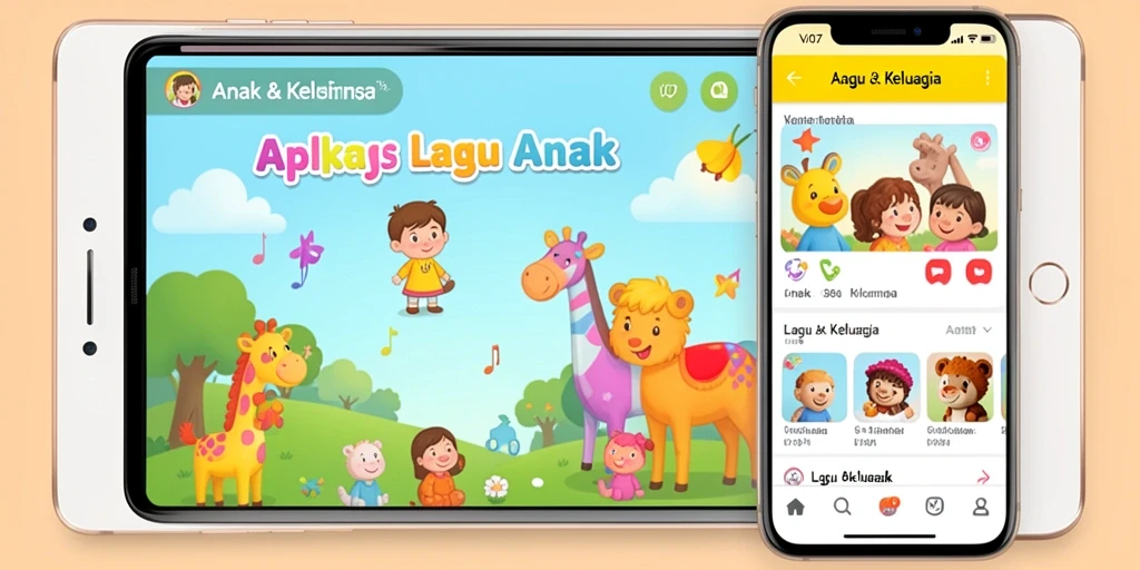 Antarmuka pengguna V07 yang menarik dan penuh warna untuk anak-anak.
